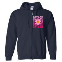 80S Pink Funny Smile Pink Flower Emoji TâYlor Repeat Full Zip Hoodie