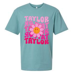 80S Pink Funny Smile Pink Flower Emoji TâYlor Repeat Sueded Cloud Jersey T-Shirt