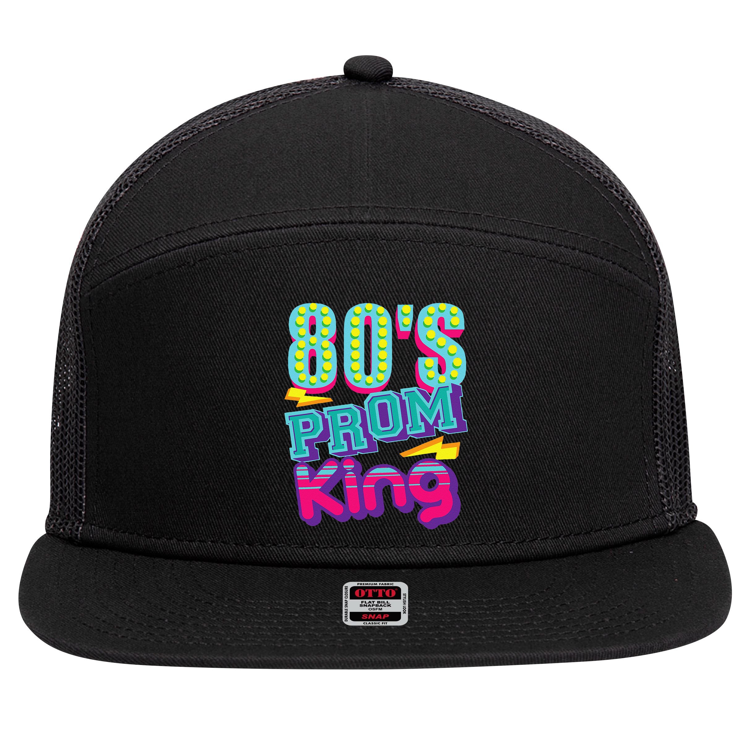 80s Prom King Funny Disco Throwback Nostalgic Gift 7 Panel Mesh Trucker Snapback Hat