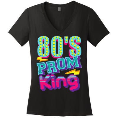 80s Prom King Funny Disco Throwback Nostalgic Gift Women's V-Neck T-Shirt