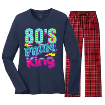 80s Prom King Funny Disco Throwback Nostalgic Gift Women's Long Sleeve Flannel Pajama Set 