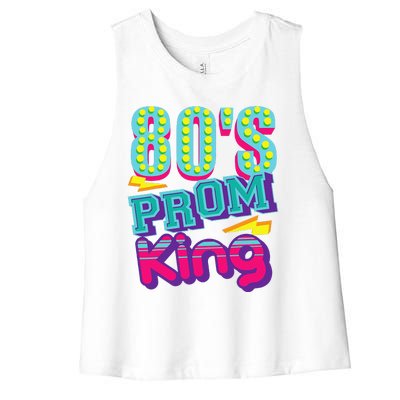 80s Prom King Funny Disco Throwback Nostalgic Gift Women's Racerback Cropped Tank