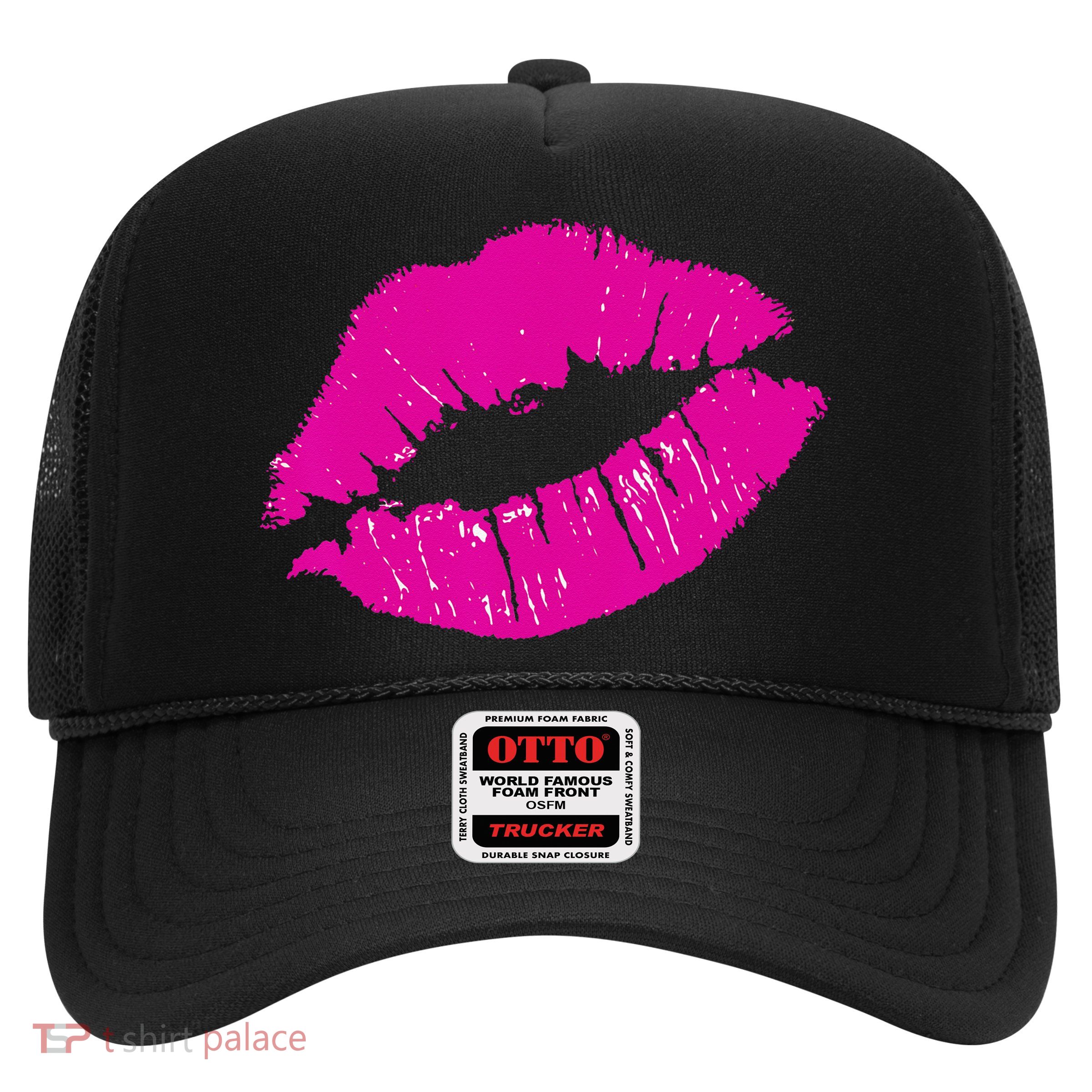 80s Pink Lips Bright Pop Culture 1980s Lovers Gift Trucker Hat