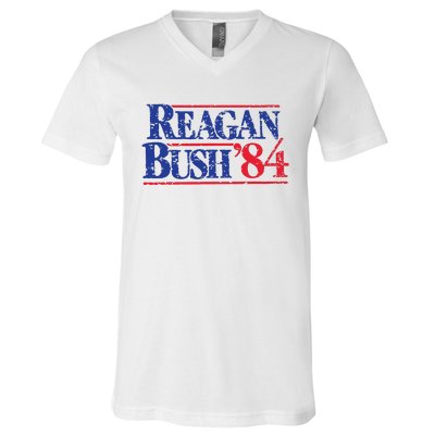 80s Reaganbush 84 Gop V-Neck T-Shirt