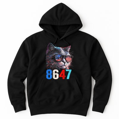 8647 Retro 86 47 Cat Lovers Happy July Fourth Us Hoodie