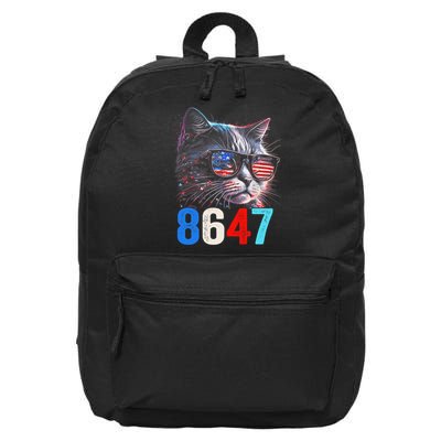 8647 Retro 86 47 Cat Lovers Happy July Fourth Us 16 in Basic Backpack