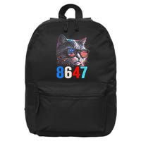 8647 Retro 86 47 Cat Lovers Happy July Fourth Us 16 in Basic Backpack