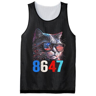 8647 Retro 86 47 Cat Lovers Happy July Fourth Us Mesh Reversible Basketball Jersey Tank