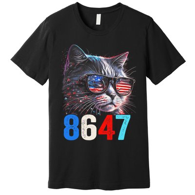 8647 Retro 86 47 Cat Lovers Happy July Fourth Us Premium T-Shirt