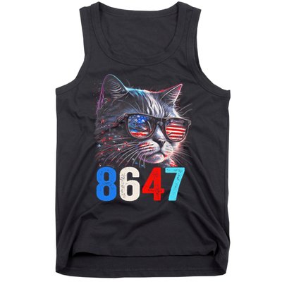 8647 Retro 86 47 Cat Lovers Happy July Fourth Us Tank Top