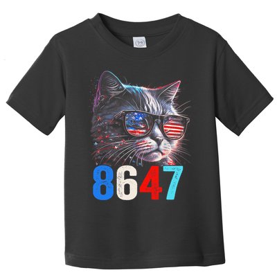 8647 Retro 86 47 Cat Lovers Happy July Fourth Us Toddler T-Shirt