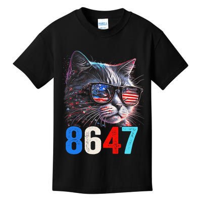 8647 Retro 86 47 Cat Lovers Happy July Fourth Us Kids T-Shirt