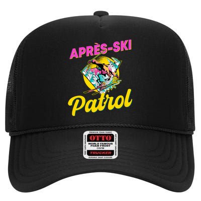 80s Retro Apresski Patrol Wear 90s Skiing High Crown Mesh Back Trucker Hat