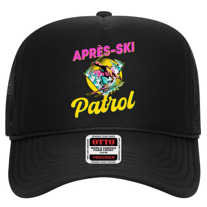 80s Retro Apresski Patrol Wear 90s Skiing High Crown Mesh Back Trucker Hat