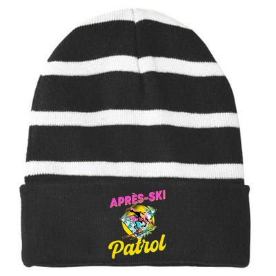 80s Retro Apresski Patrol Wear 90s Skiing Striped Beanie with Solid Band