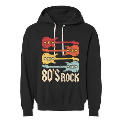 80s Rock Band Guitar Cassette Tape 1980s Vintage 80s Costume Garment-Dyed Fleece Hoodie