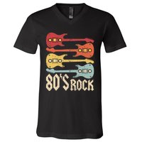 80s Rock Band Guitar Cassette Tape 1980s Vintage 80s Costume V-Neck T-Shirt