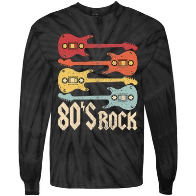 80s Rock Band Guitar Cassette Tape 1980s Vintage 80s Costume Tie-Dye Long Sleeve Shirt