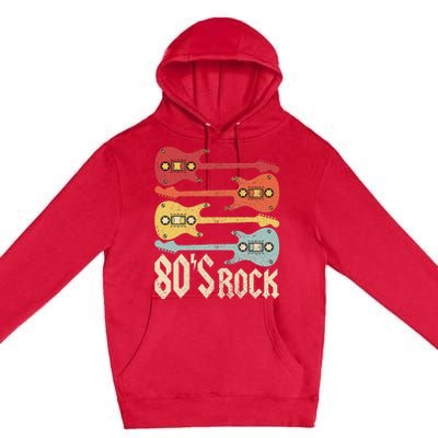 80s Rock Band Guitar Cassette Tape 1980s Vintage 80s Costume Premium Pullover Hoodie