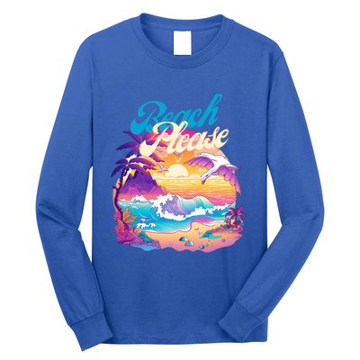 80S Retro Beach Please Vaporwave Scene Summer Vacay Florida Gift Long Sleeve Shirt