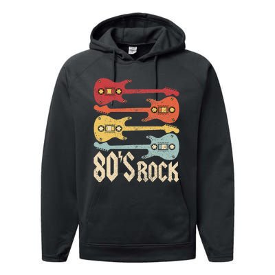 80s Rock Band Guitar Cassette Tape 1980s Vintage 80s Performance Fleece Hoodie