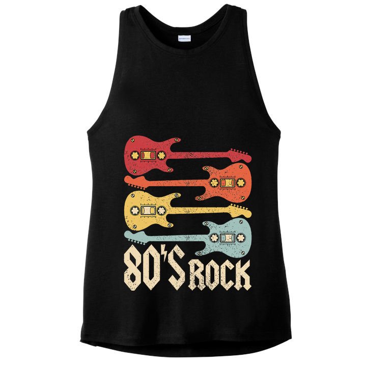 80s Rock Band Guitar Cassette Tape 1980s 80s Ladies PosiCharge Tri-Blend Wicking Tank