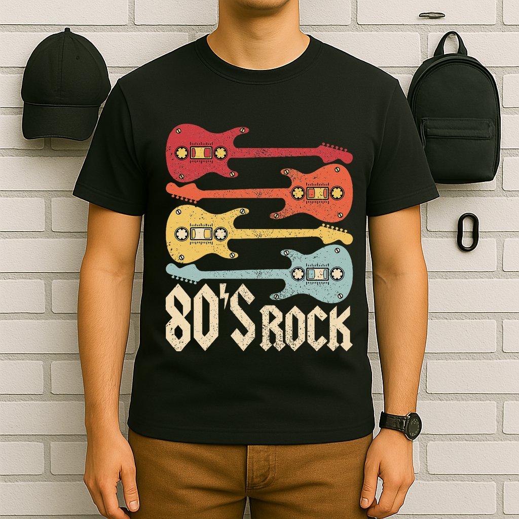 80s Rock Band Guitar Cassette Tape 1980s 80s T-Shirt