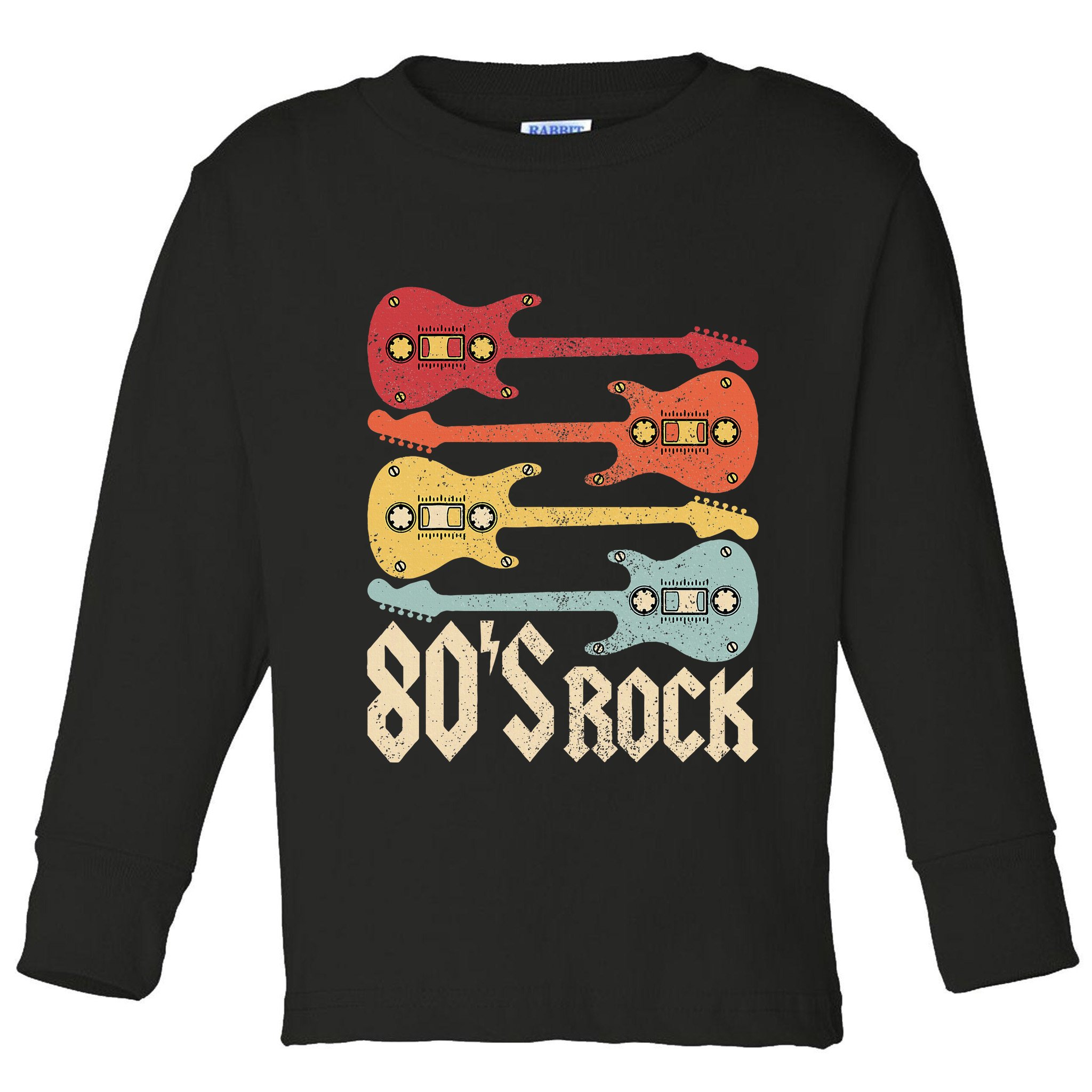 80s Rock Band Guitar Cassette Tape 1980s 80s Toddler Long Sleeve Shirt