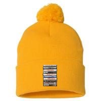 80S Rock Cassette Pom Pom 12in Knit Beanie