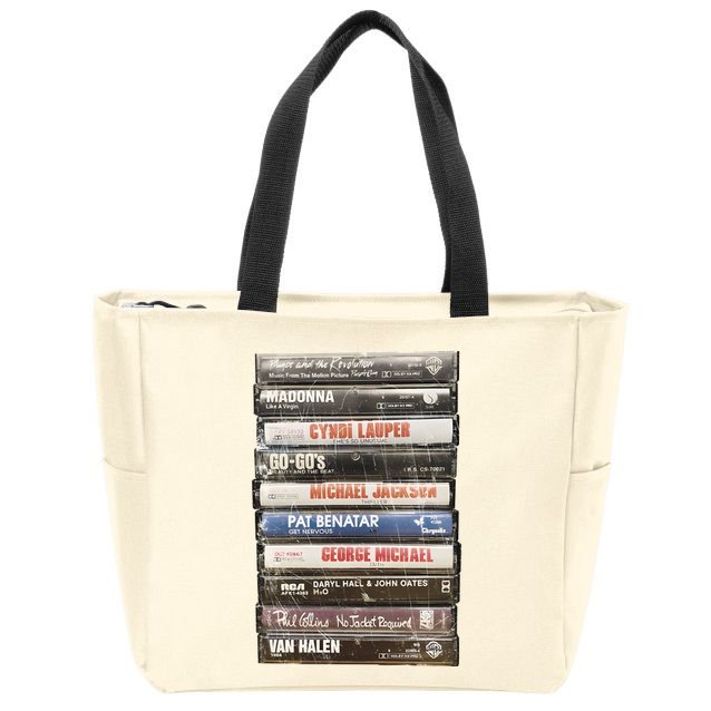 80S Rock Cassette Zip Tote Bag