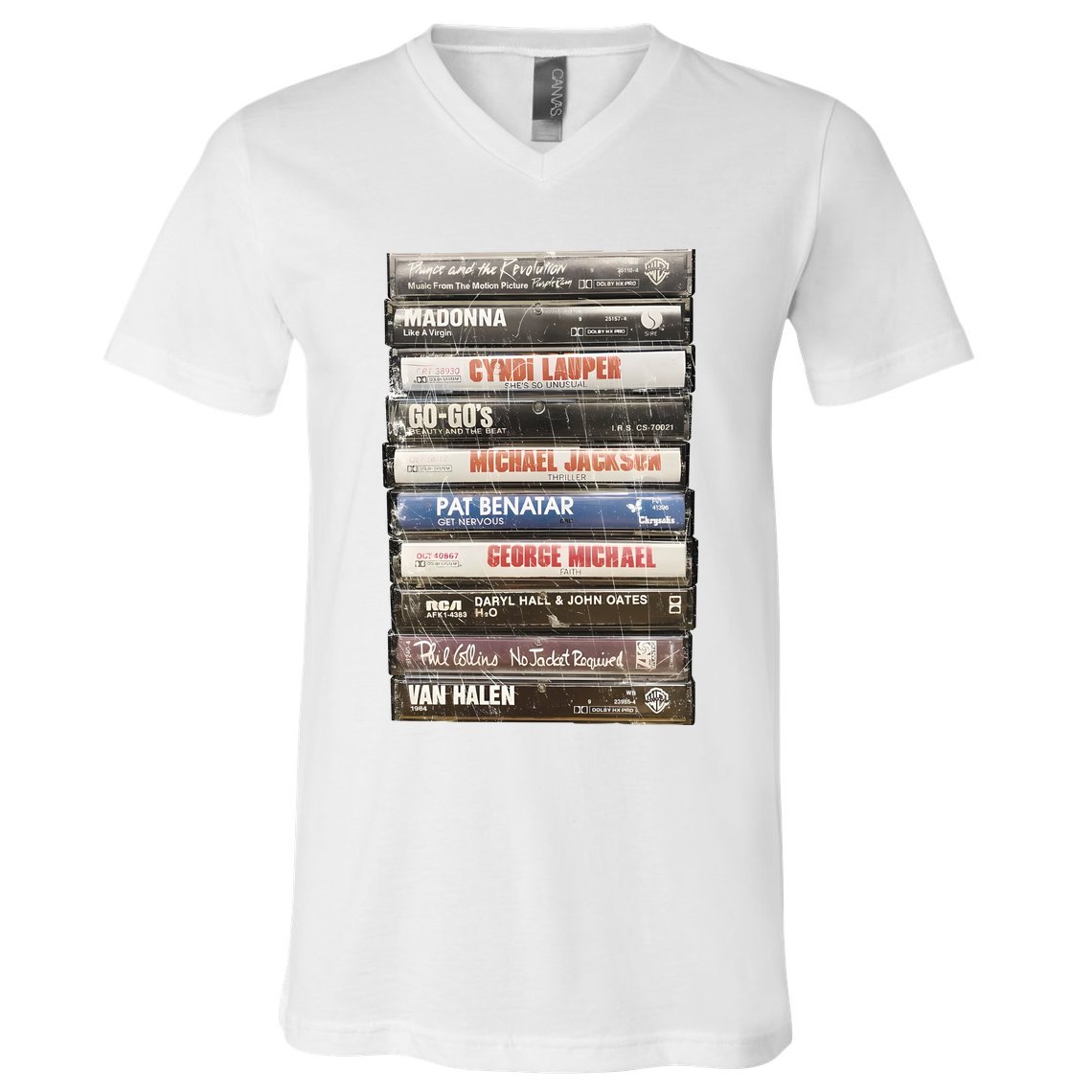 80S Rock Cassette V-Neck T-Shirt