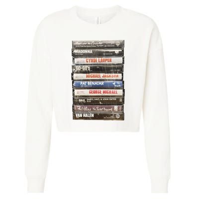 80S Rock Cassette Cropped Pullover Crew