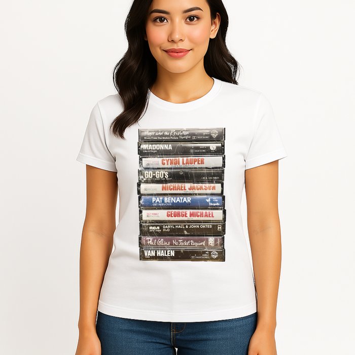 80S Rock Cassette Womens T-Shirt