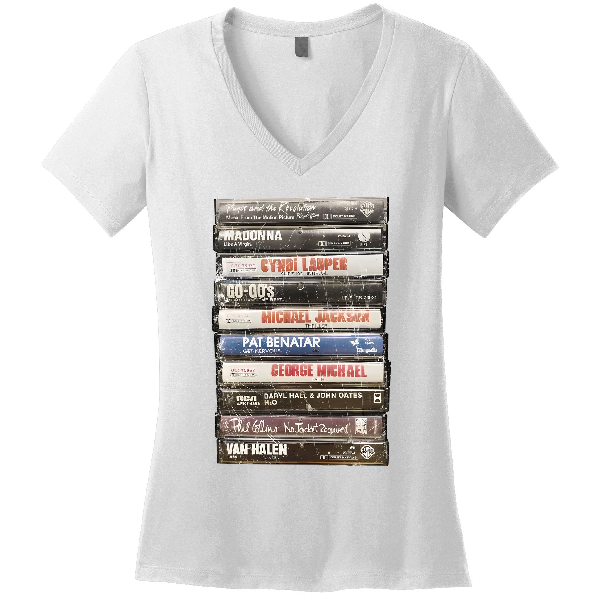 80S Rock Cassette Women's V-Neck T-Shirt
