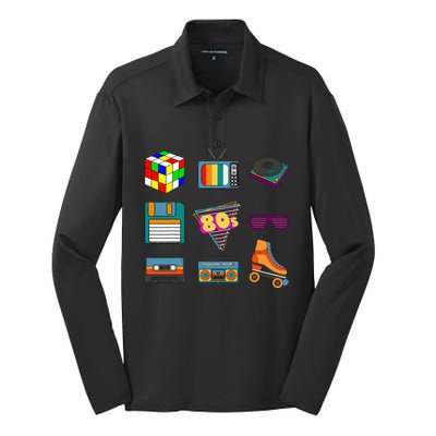 80S Retro Fashion Throwback Culture Disco Music Party Lover Short Sleeve Silk Touch Performance Long Sleeve Polo