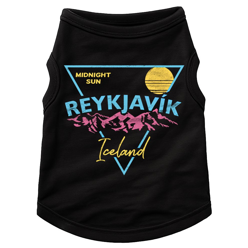 80's Reykjavik Iceland Gift Cute Gift Midnight Sun Doggie Tank