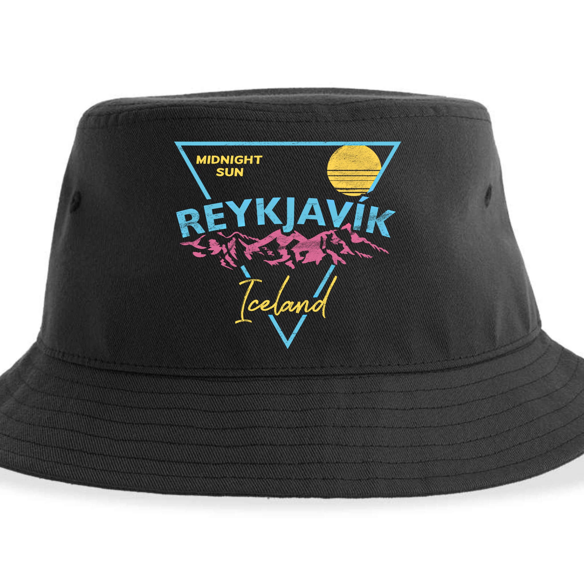 80's Reykjavik Iceland Gift Cute Gift Midnight Sun Sustainable Bucket Hat