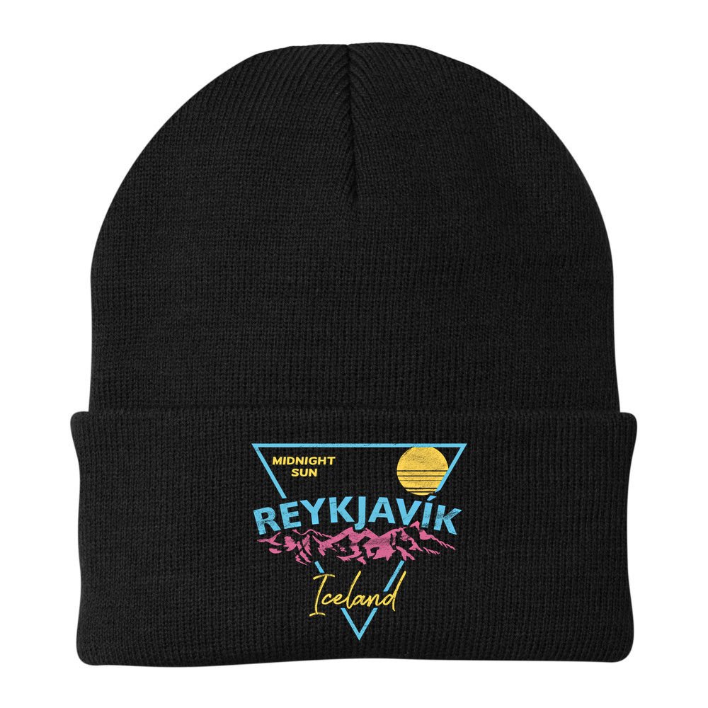 80's Reykjavik Iceland Gift Cute Gift Midnight Sun Beanie
