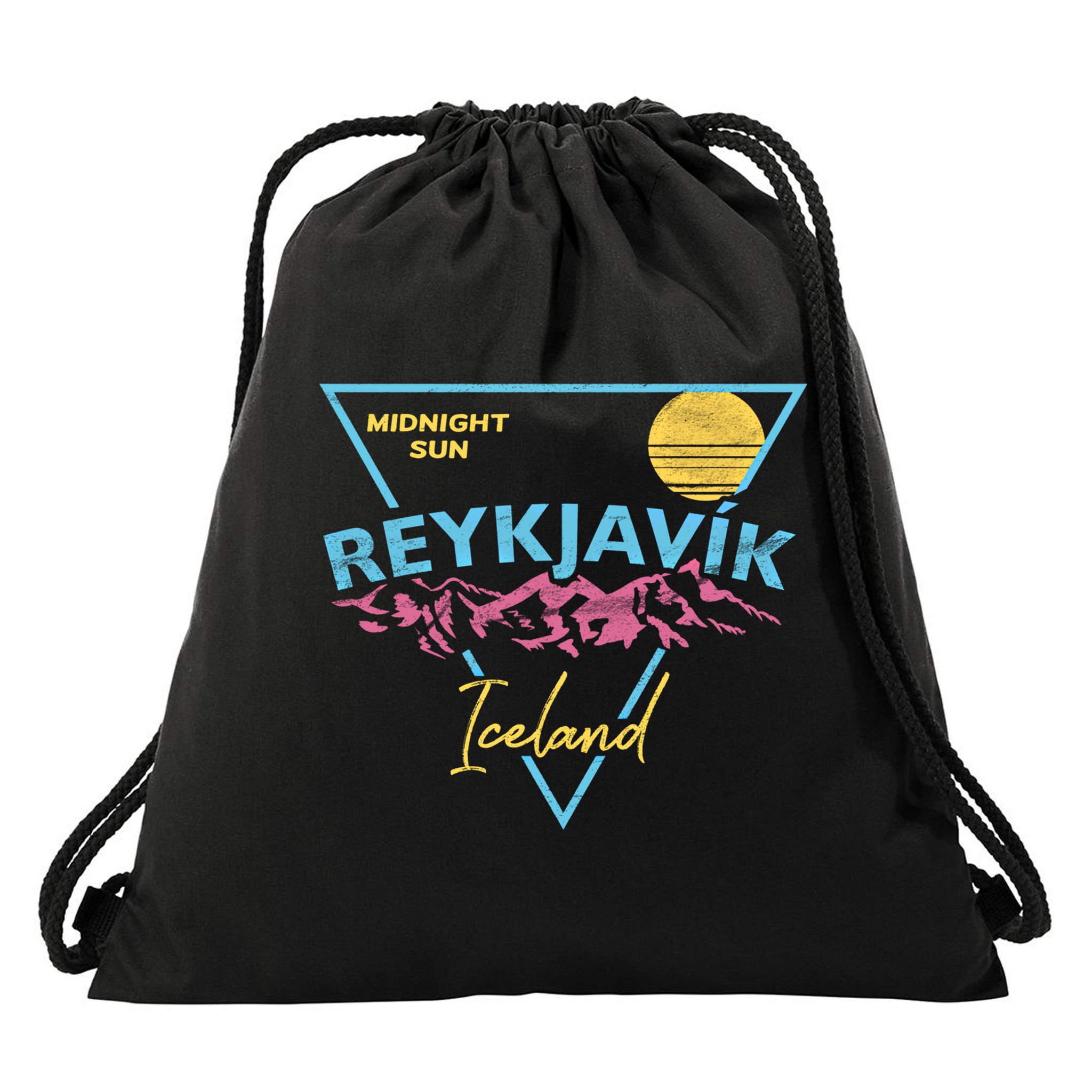 80's Reykjavik Iceland Gift Cute Gift Midnight Sun Drawstring Bag