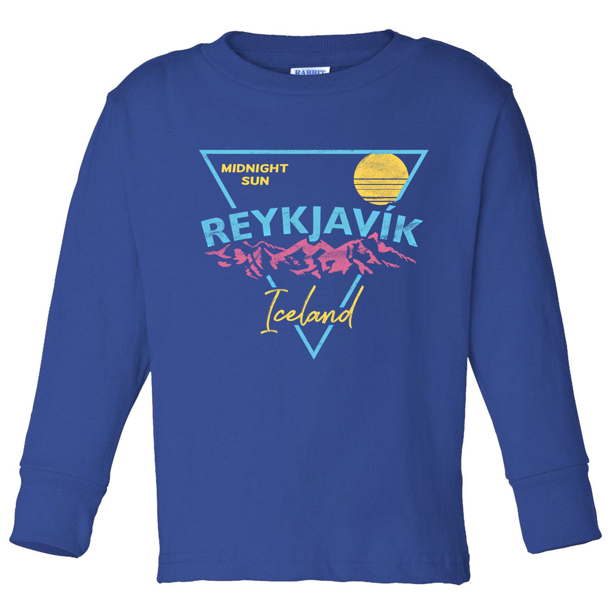 80's Reykjavik Iceland Gift Cute Gift Midnight Sun Toddler Long Sleeve Shirt