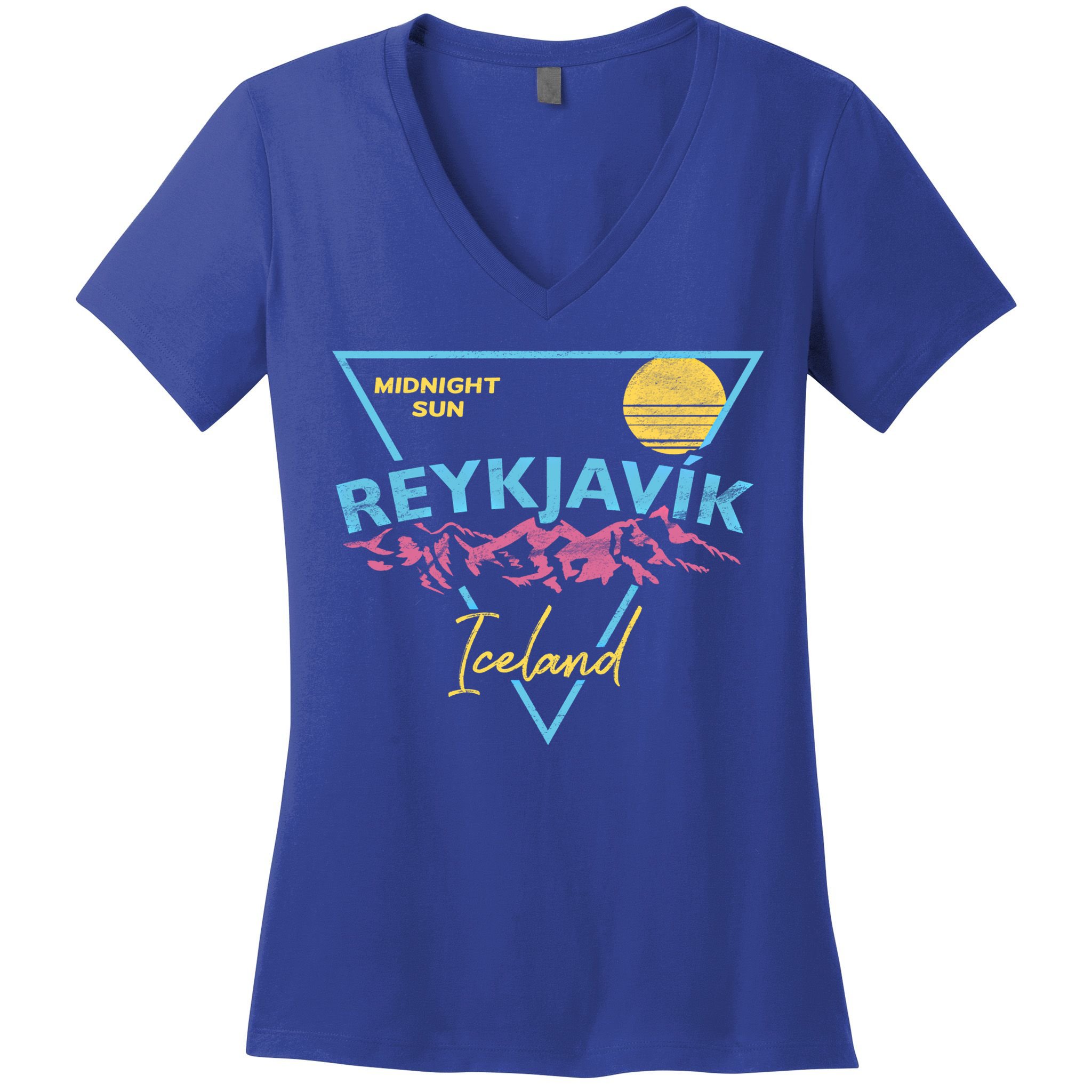 80's Reykjavik Iceland Gift Cute Gift Midnight Sun Women's V-Neck T-Shirt