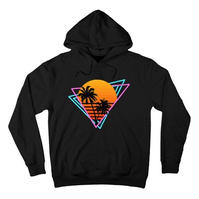 80s Retro Palm Tree Sunset Nostalgic Vintage Sunset Hoodie