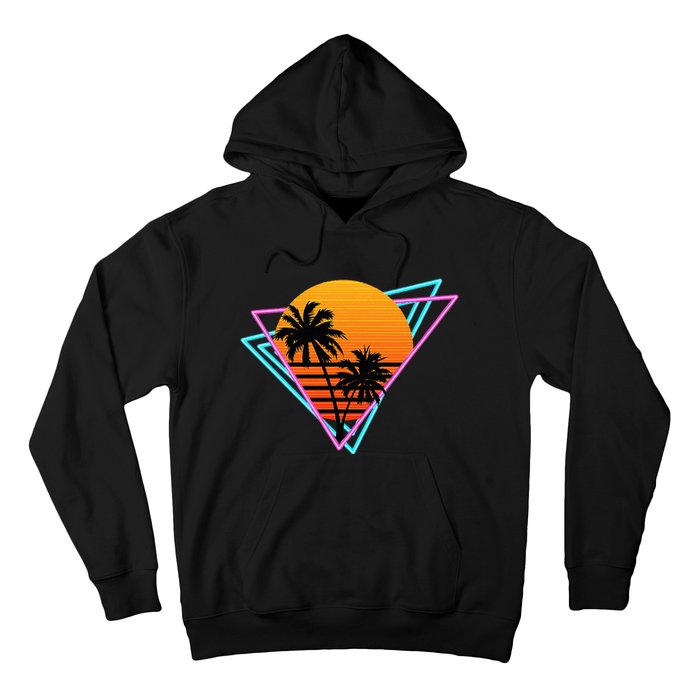 80s Retro Palm Tree Sunset Nostalgic Vintage Sunset Hoodie