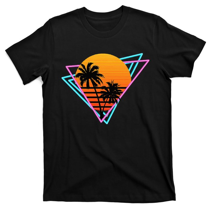 80s Retro Palm Tree Sunset Nostalgic Vintage Sunset T-Shirt