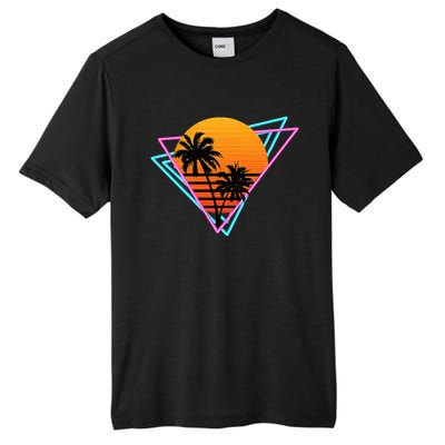 80s Retro Palm Tree Sunset Nostalgic Vintage Sunset Tall Fusion ChromaSoft Performance T-Shirt