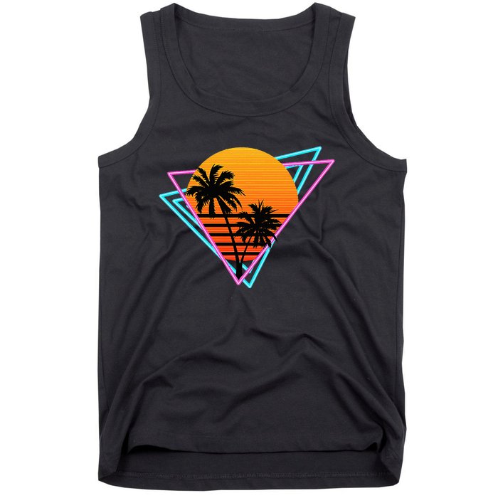 80s Retro Palm Tree Sunset Nostalgic Vintage Sunset Tank Top