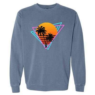 80s Retro Palm Tree Sunset Nostalgic Vintage Sunset Garment-Dyed Sweatshirt