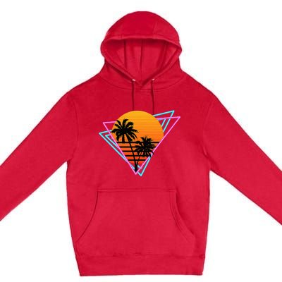 80s Retro Palm Tree Sunset Nostalgic Vintage Sunset Premium Pullover Hoodie