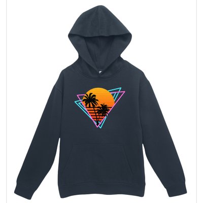 80s Retro Palm Tree Sunset Nostalgic Vintage Sunset Urban Pullover Hoodie