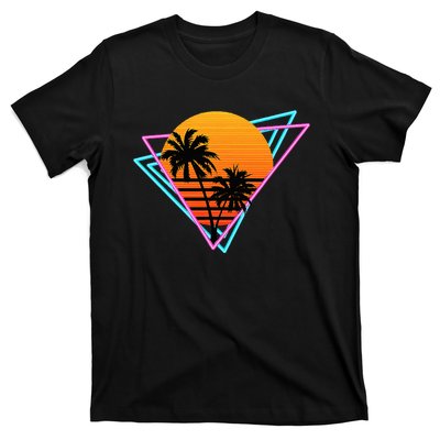 80s Retro Palm Tree Sunset Nostalgic Vintage Sunset T-Shirt